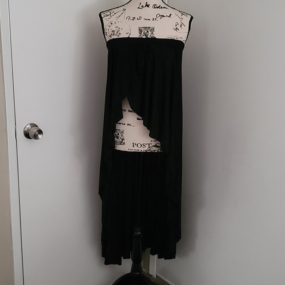Black Strapless Swim Cover-Up Dress